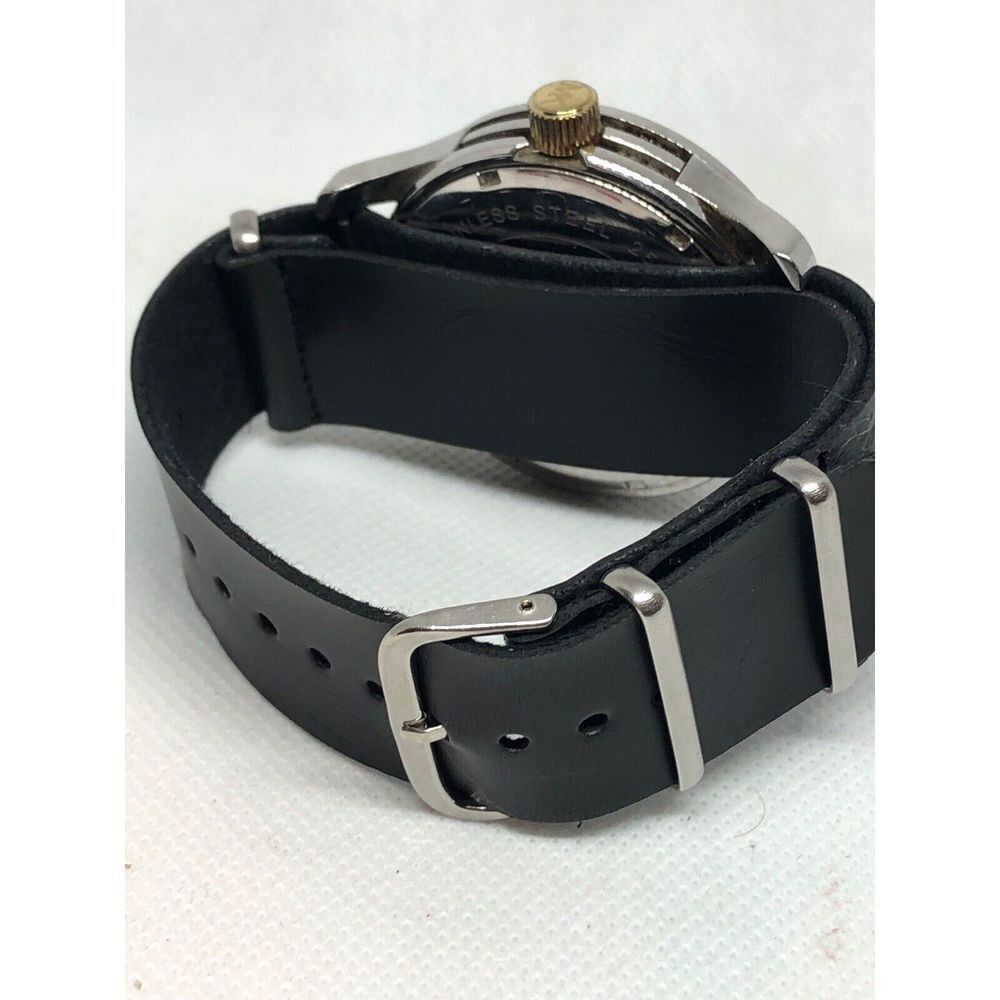 MICHAEL KORS MK7064 Men's Black Leather Analog Dial Watch With Custom Band HG77 - Picture 7 of 7